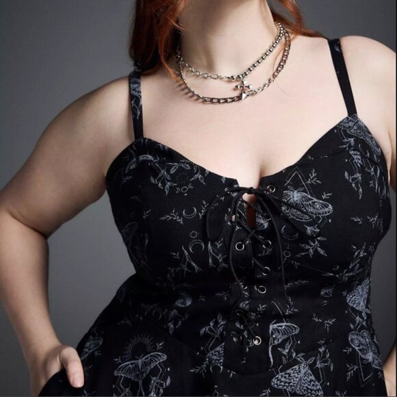 MYSTIC MOTH DEEP BLACK NIGHTFALL CORSET MINI DRESS 2 2X 18 20 NWOT - Picture 2 of 5